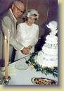 Harold and Evelyn Cutting their wedding cake 1988 * Harold and Evelyn Cutting their wedding cake 1988